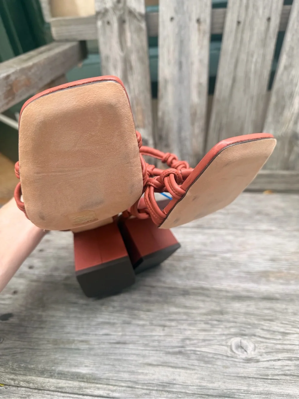 STAUD Adeline Knotted Block Heel Mule in Spice size 38 NWOT